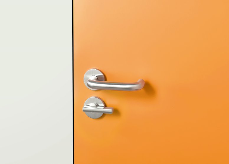 Stainless steel lever handle with long free/occupied lever
