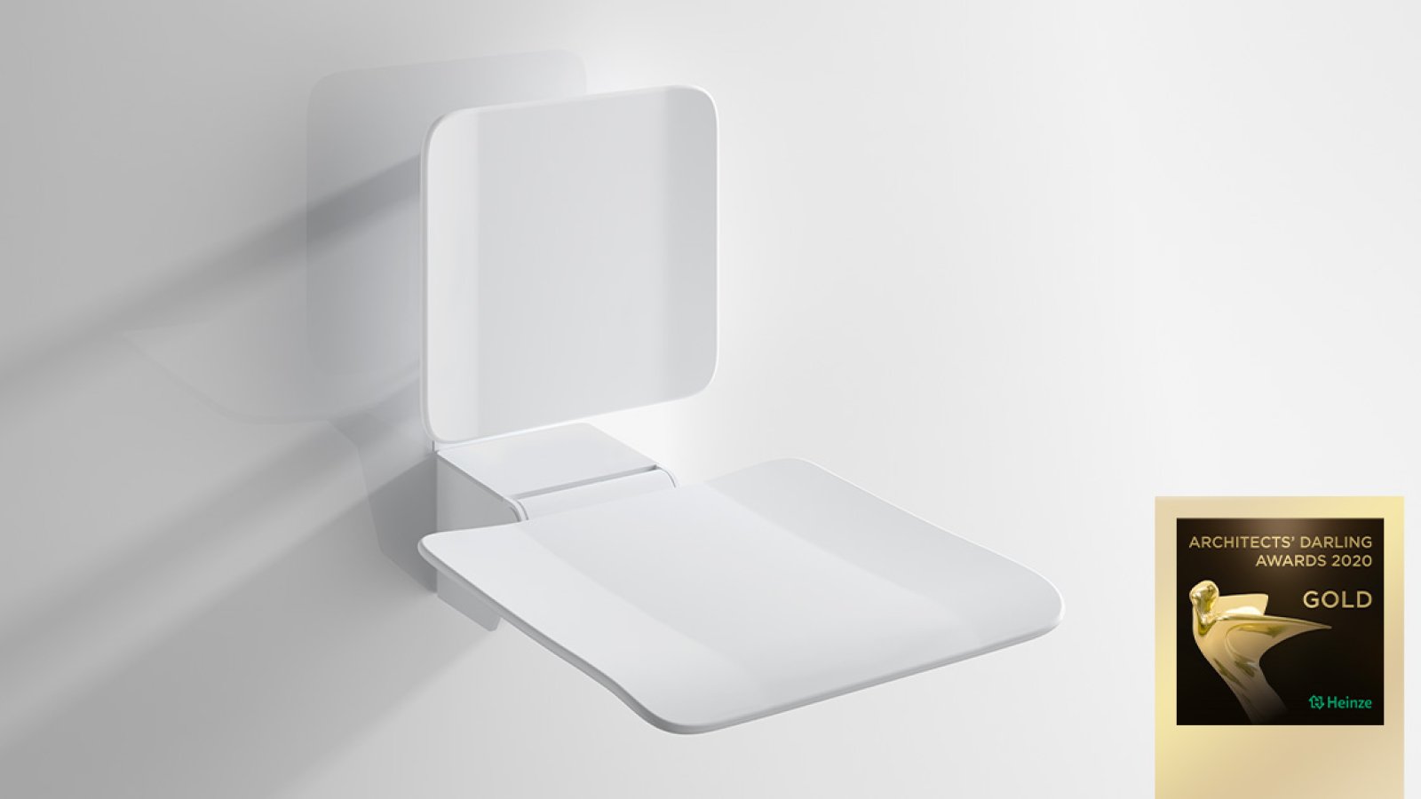 Folding seat in matt white colour