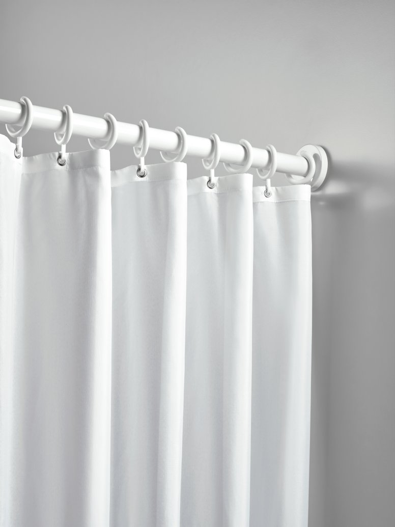 Shower curtain on a shower rail