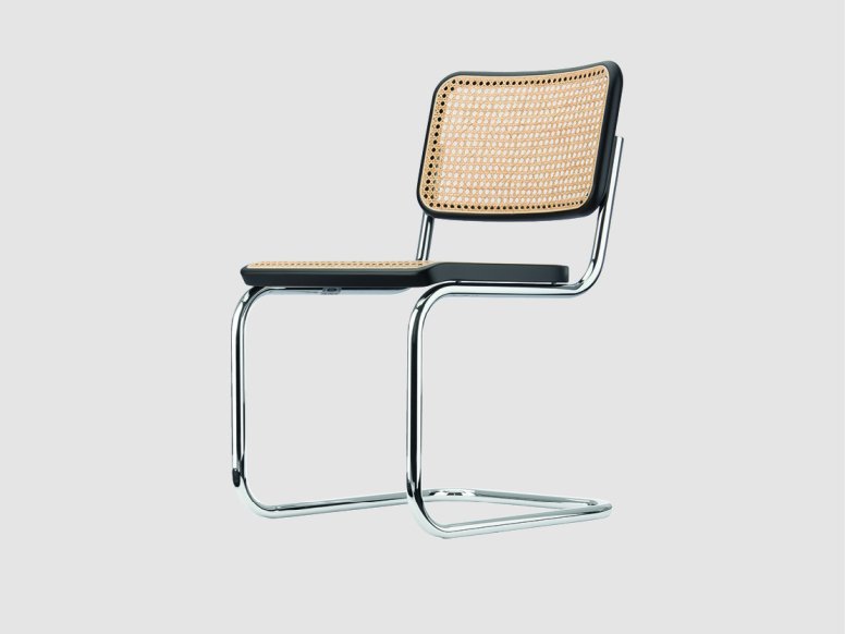Thonet chair with chrome-plated frame, woven seat and backrest