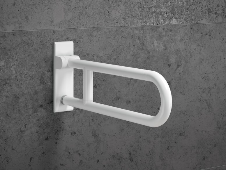 Removable folding support handle in the colour signal white matt made of polyamide