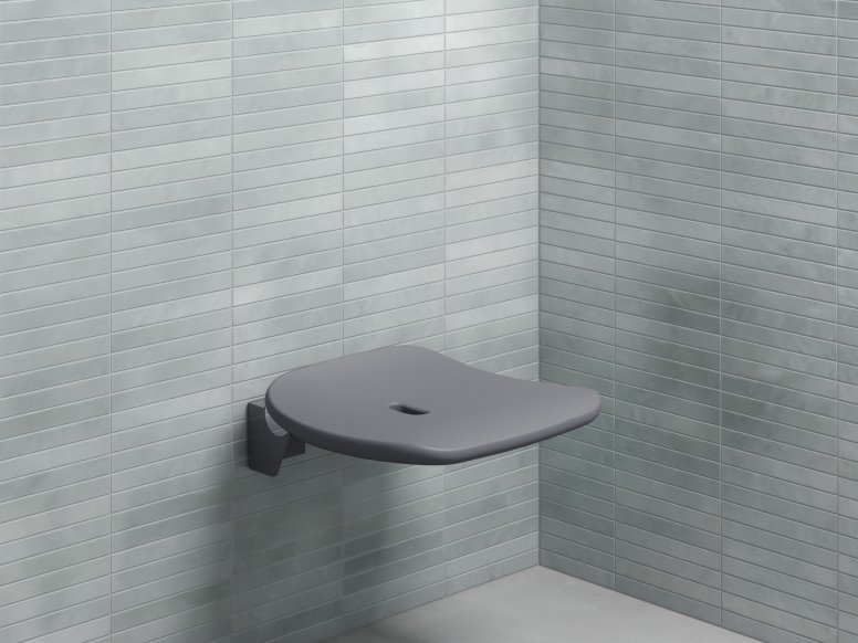 Shower seat in the colour anthracite made of hard foam
