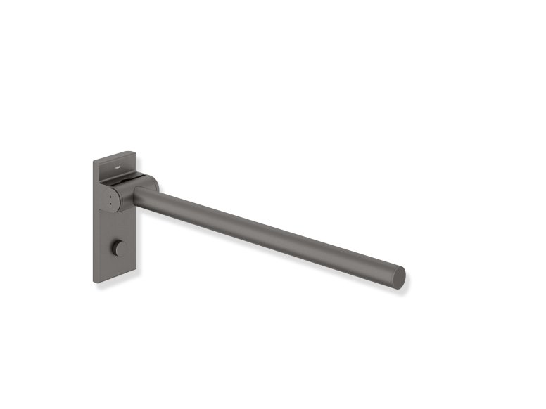 Folding support handle with one bar in dark grey matt stainless steel