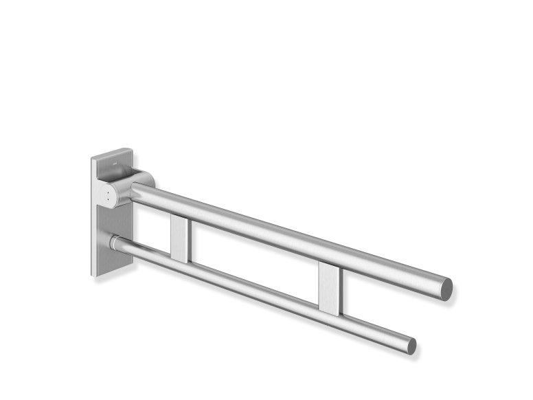 Folding support handle with two bars made of satin stainless steel