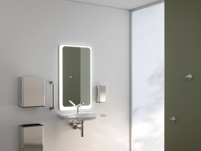 Washbasins with dispenser systems