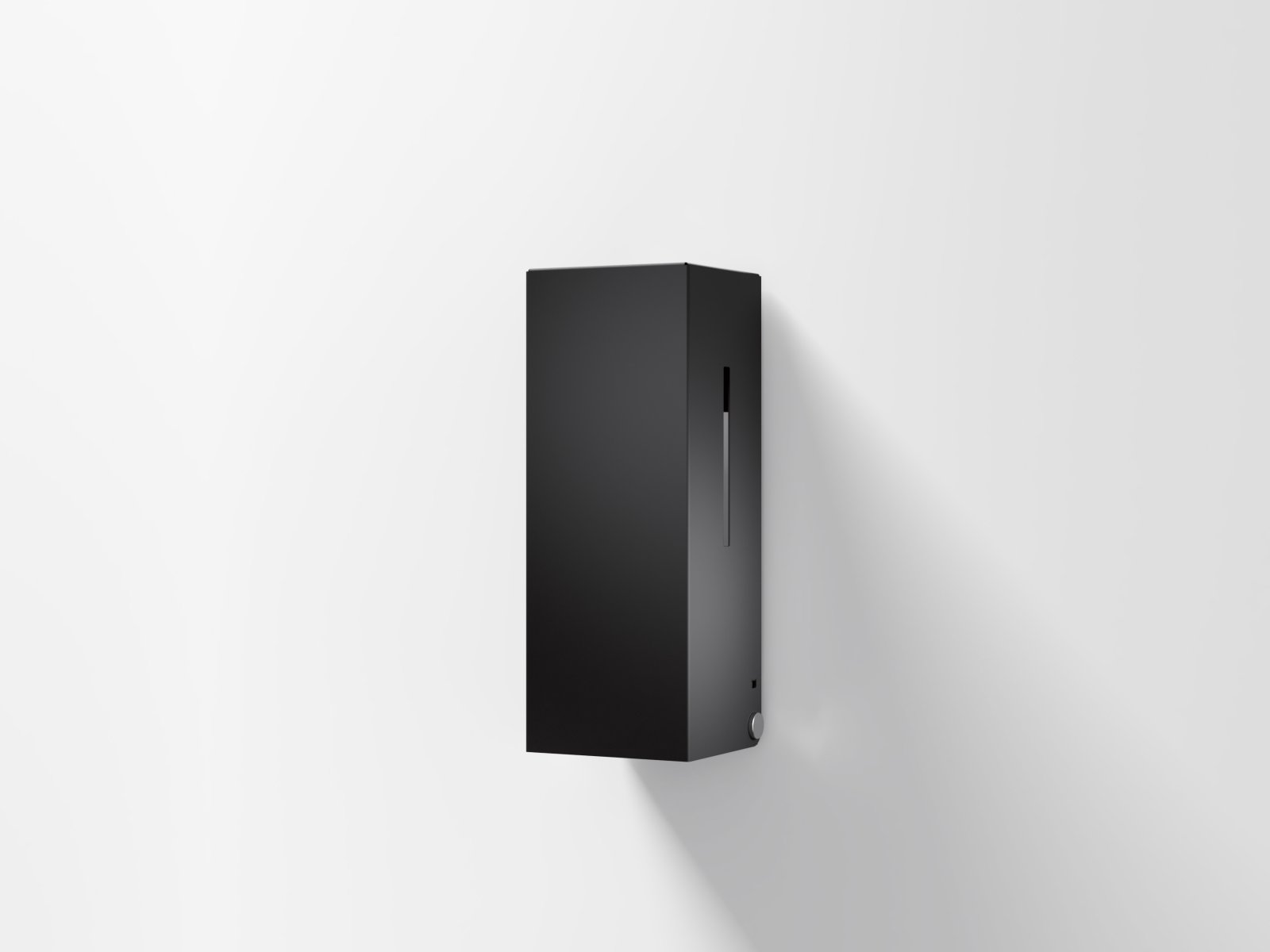 Touchless soap dispenser with angular design in matt black stainless steel