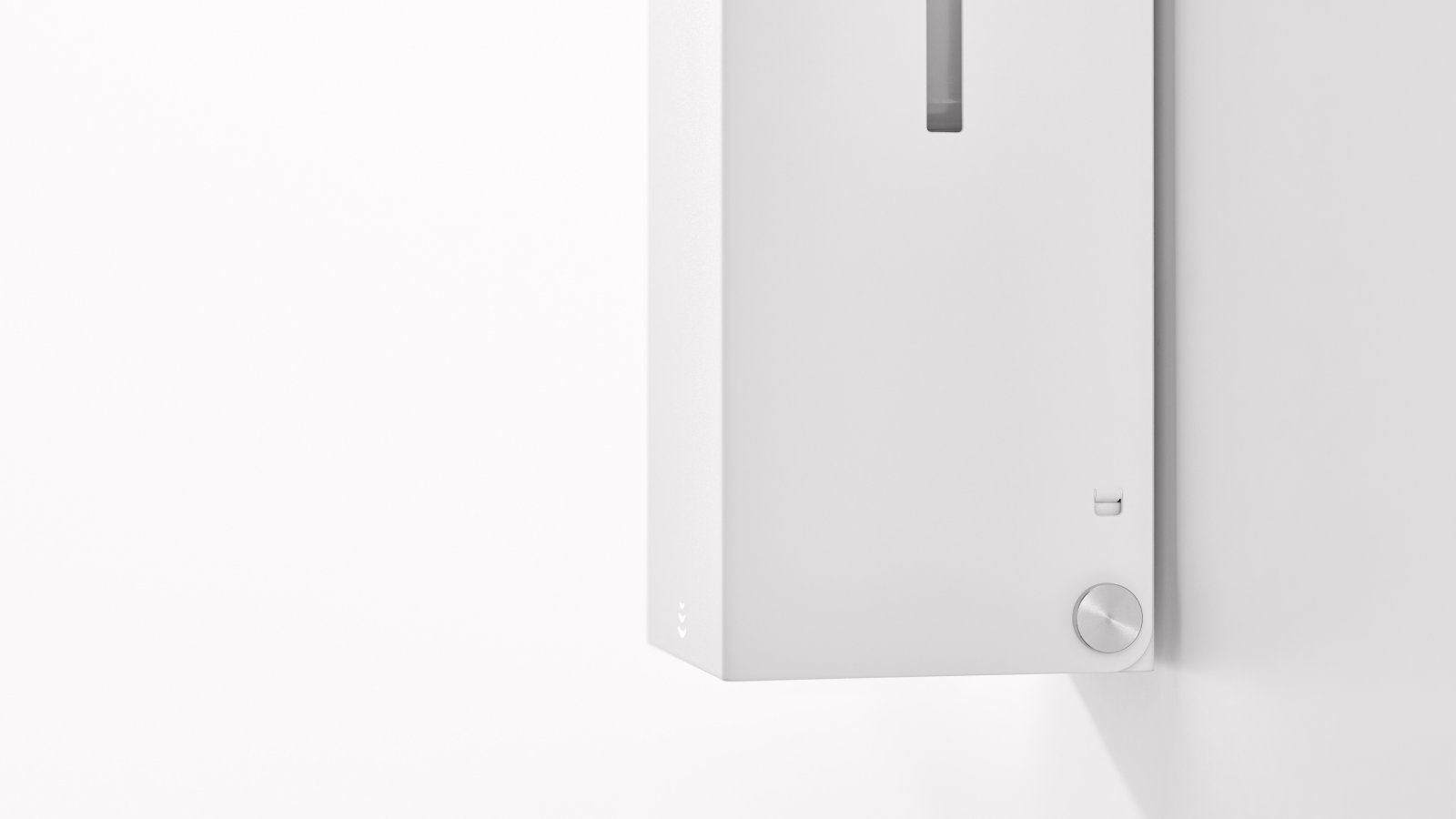 Touchless soap dispenser with angular design in matt white stainless steel colour