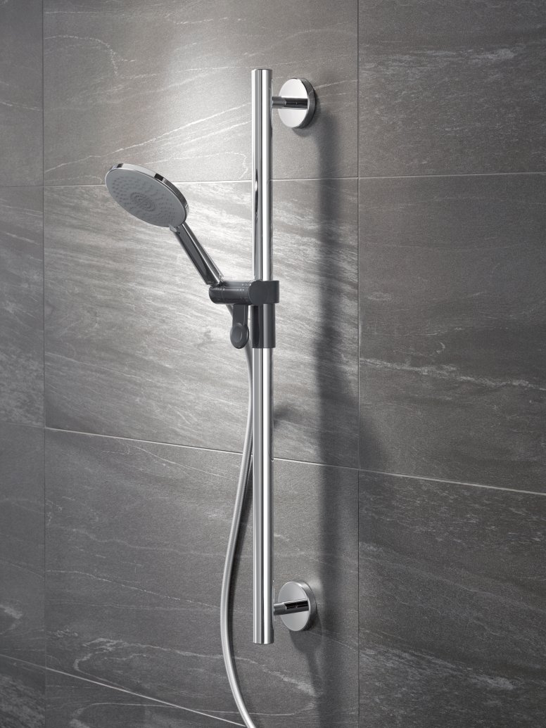 Shower rail with made of polyamide with chrome look